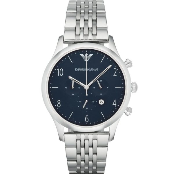 ساعت مچی مردانه کرنوگراف نقره‌ای با صفحه آبی Emporio Armani مدل AR1942
