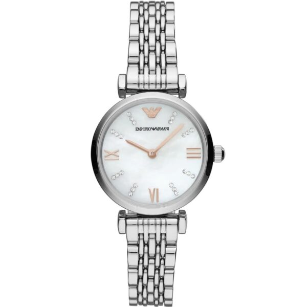 ساعت مچی زنانه ظریف نقره‌ای نگین‌دار Emporio Armani مدل AR11204
