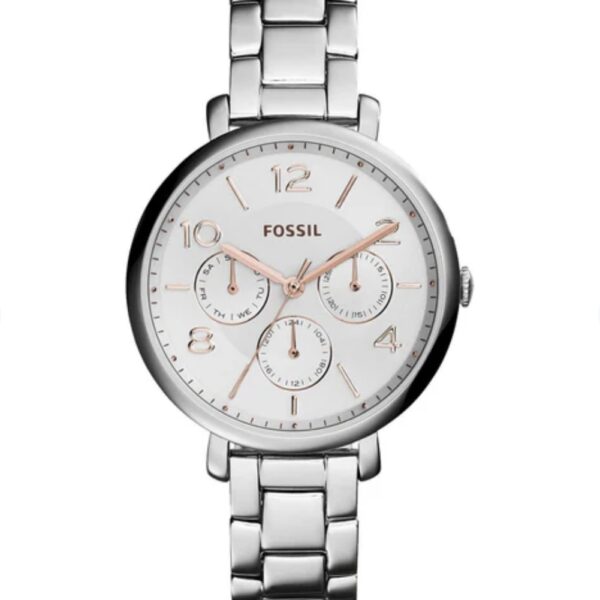 ساعت مچی زنانه Multifunction با صفحه سفید و بند استیل نقره‌ای Fossil مدل ES3738