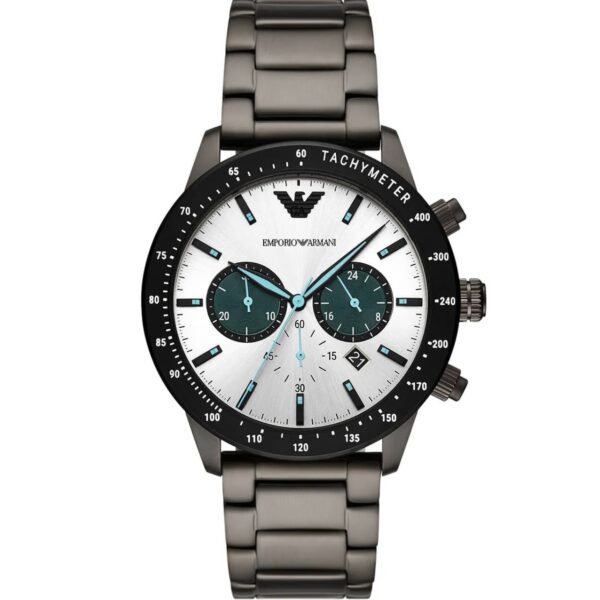 ساعت مچی مردانه گان‌متال با صفحه نقره‌ای کرنوگراف Emporio Armani مدل AR11471
