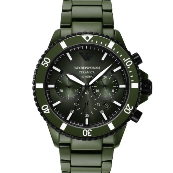 ساعت مچی مردانه سبز کرنوگراف با بند فایبرگلاس Emporio Armani مدل AR70011