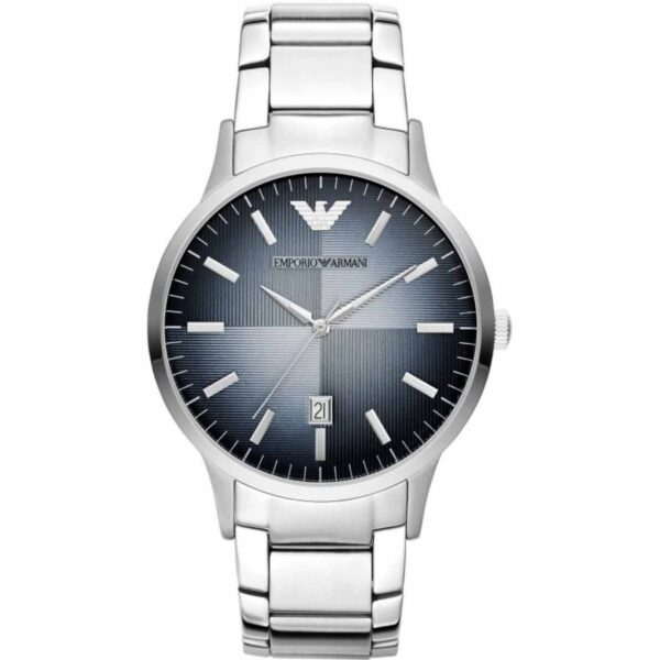ساعت مچی مردانه نقره‌ای با صفحه سرمه‌ای Emporio Armani مدل AR11182