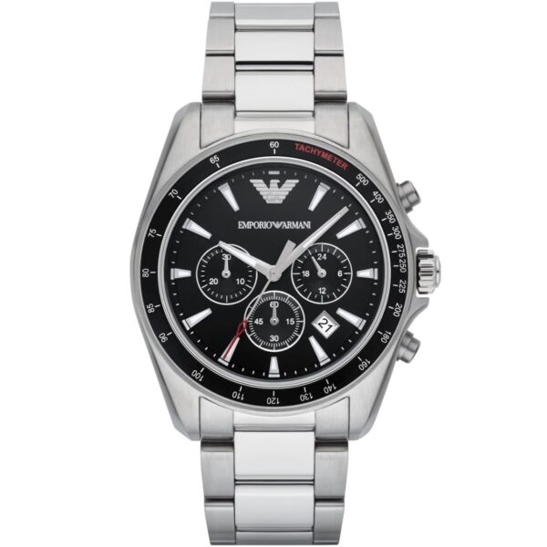ساعت مچی مردانه کرنوگراف صفحه مشکی بند استیل Emporio Armani مدل AR6098