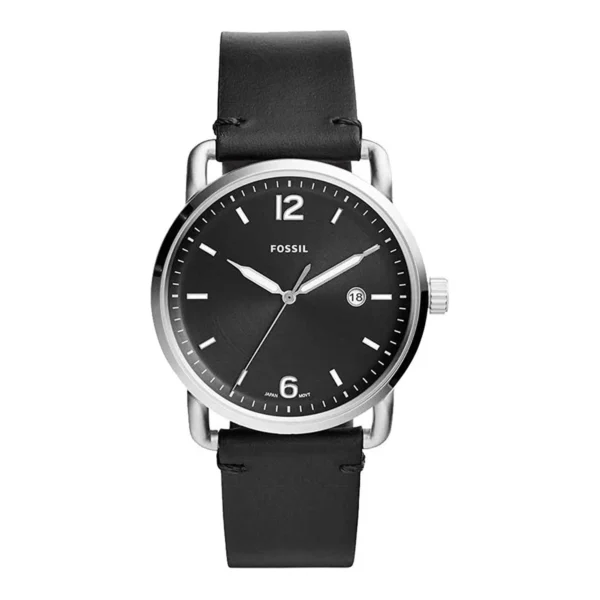 ساعت مچی مردانه کلاسیک با صفحه مشکی و بند چرمی مشکی Fossil مدل FS5406