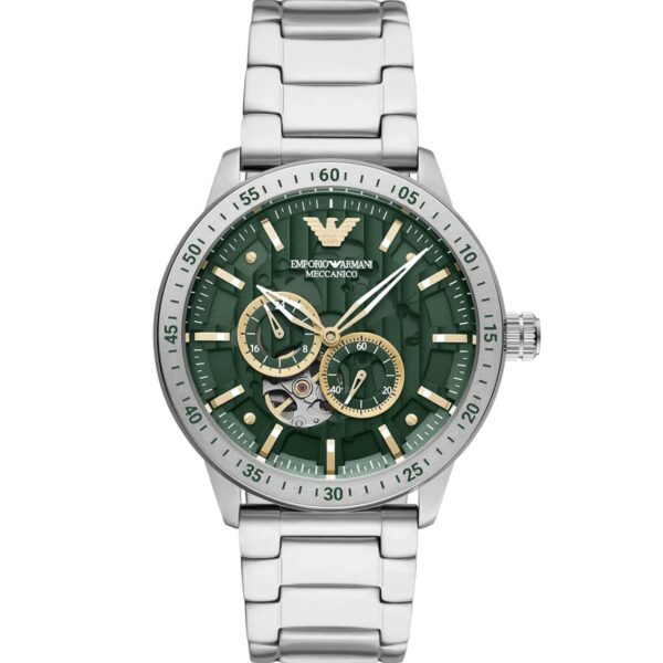 ساعت مچی مردانه اتوماتیک قلب باز (Open Heart) با صفحه سبز و بند استیل Emporio Armani مدل AR60053
