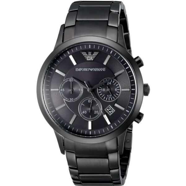 ساعت مچی مردانه کرنوگراف با صفحه مشکی و بند استیل مشکی Emporio Armani مدل AR2453
