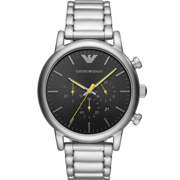 ساعت مچی مردانه کرنوگراف با صفحه مشکی و بند استیل نقره‌ای Emporio Armani مدل AR11324