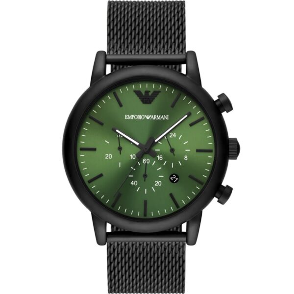 ساعت مچی مردانه کرنوگراف با صفحه سبز و بند حصیری مشکی Emporio Armani مدل AR11470