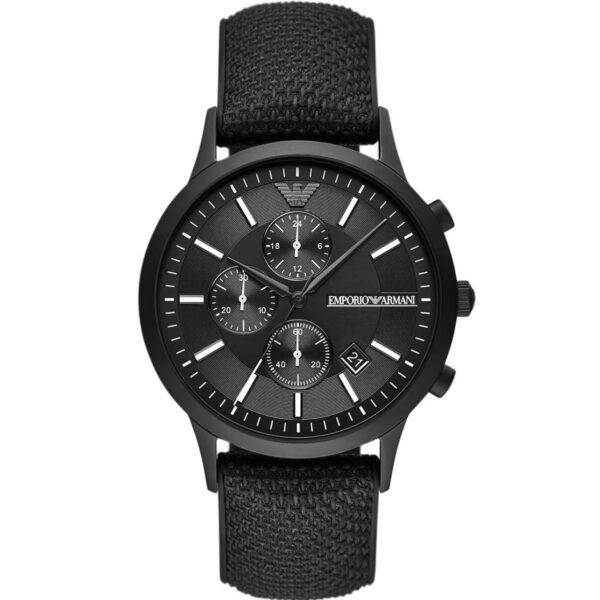 ساعت مچی مردانه کرنوگراف با صفحه مشکی و بند پارچه‌ای مشکی Emporio Armani مدل AR11457