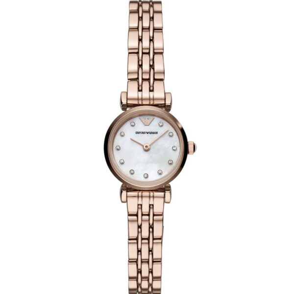 ساعت مچی زنانه کوارتز با صفحه صدفی و بند استیل رزگلد Emporio Armani مدل AR11203