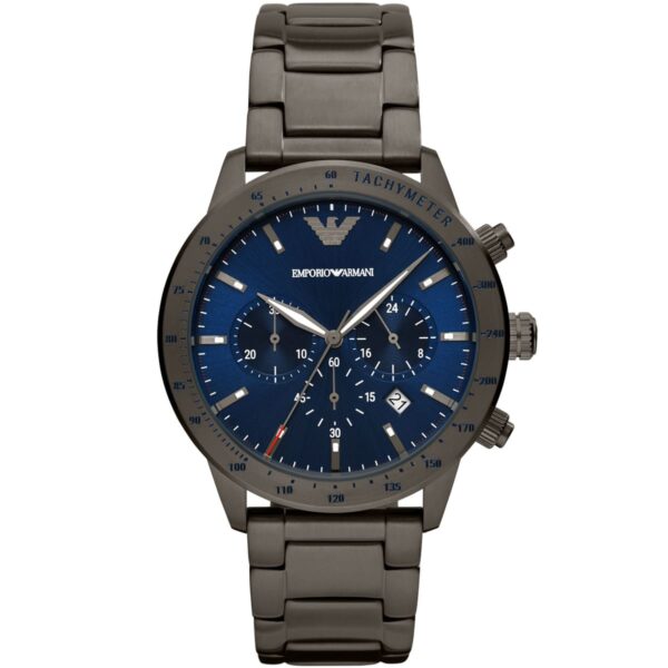 ساعت مچی مردانه کرنوگراف با صفحه آبی و بند استیل دودی Emporio Armani مدل AR80045
